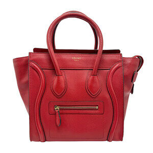 Celine Luggage Shopper Handbag Red Leather